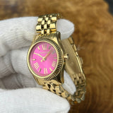 Michael Kors Lexington Quartz Pink Dial Gold Steel Strap Watch For Women - MK3270