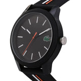 Lacoste 12.12 Black Dial Black Silicon Strap Watch for Men - 2011071