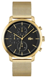 Lacoste Replay Chronograph Black Dial Gold Steel Strap Watch for Men - 2011195