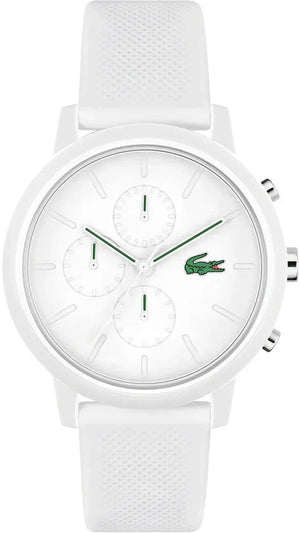 Lacoste 12.12 Chronograph White Dial White Silicon Strap Watch for Men  - 2011246