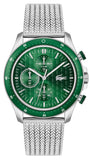Lacoste Neoheritage Chronograph Green Dial Silver Steel Strap Watch for Men - 2011255