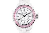 Chanel J12 Sapphire Bezel Ceramic White Dial White Steel Strap Watch for Women - J12 H2010