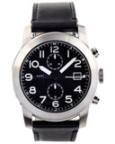 Marc Jacobs Larry Chronograph Black Dial Black Leather Strap Watch for Men - MBM5033
