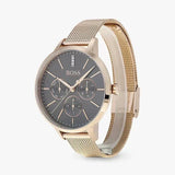 Hugo Boss Symphony Grey Dial Gold Mesh Bracelet Watch for Women - 1502424