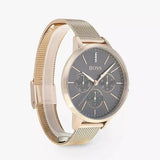 Hugo Boss Symphony Grey Dial Gold Mesh Bracelet Watch for Women - 1502424