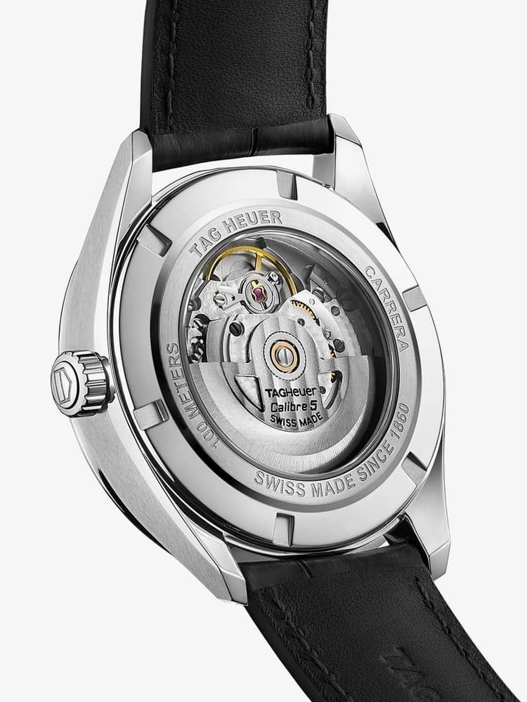 Tag Heuer Carrera Day Date Black Dial Black Leather Strap Watch for Men - WBN2013.FC6503