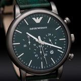 Emporio Armani Luigi XLarge Chronograph Green Dial Green Fabric Strap Watch for Men - AR1950