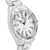 Tag Heuer Aquaracer Quartz White Dial Silver Steel Strap Watch for Men - WBD1111.BA0928