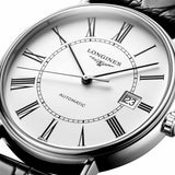 Longines Presence 38.5mm Automatic White Dial Black Leather Strap Watch for Men - L4.921.4.11.2