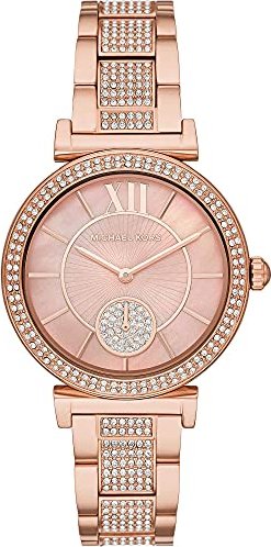 Michael Kors Abbey Three-Hand Analog Crystals Rose Gold Dial Rose Gold Steel Strap Watch for Women - MK4617