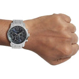 Guess Horizon Chronograph Quartz Blue Dial Silver Steel Strap Watch for Men - W0379G3