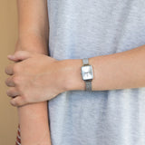 Daniel Wellington Quadro Unitone Silver Dial Silver Mesh Strap Watch For Women - DW00100486