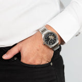 Maserati Stile Skeleton Automatic Black Dial Silver Steel Strap Watch For Men - R8823142002