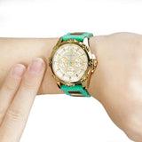 Guess Intrepid 2 Silver Dial Two Tone Rubber Strap Watch For Women - W0325L4