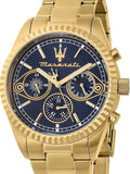 Maserati Competizione Chronograph Blue Dial Gold Steel Strap Watch For Men - R8853100026