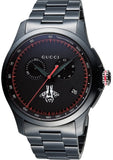 Gucci G-Timeless Chronograph Black Dial Black Steel Strap Watch For Men - YA126269