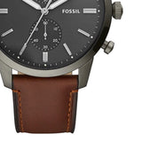Fossil Townsman Chronograph Gray Dial Brown Leather Strap Watch for Men - FS5522