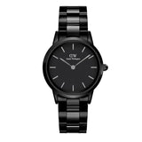 Daniel Wellington Iconic Link Ceramic Black Dial Black Steel Strap Watch For Women - DW00100414