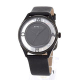 Marc Jacobs Tether Transparent Black Dial Black Leather Strap Watch for Women - MBM1379