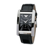Emporio Armani Black Dial Black Leather Strap Watch For Men - AR0143