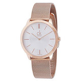Calvin Klein Minimal White Dial Rose Gold Mesh Bracelet Watch for Men - K3M21626