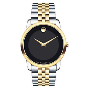 Movado Museum Classic Black Dial Two Tone Steel Strap Watch For Men - 606899