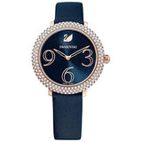 Swarovski Crystal Frost Blue Dial Blue Leather Strap Watch for Women - 5484061