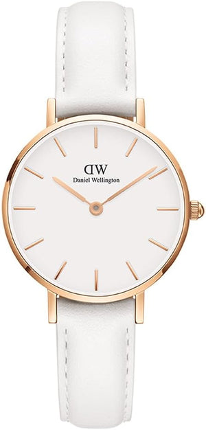 Daniel Wellington Petite White Dial White Leather Strap Watch For Women - DW00100249