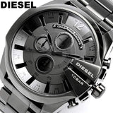 Diesel Mega Chief Chronograph Grey Dial Grey Steel Strap Watch for Men - DZ4282
