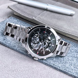 Tommy Hilfiger Henry Chronograph Black Dial Silver Steel Strap Watch For Men - 1710477