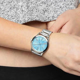 Michael Kors Hartman Quartz Blue Dial Silver Steel Strap Watch For Women - MK3519
