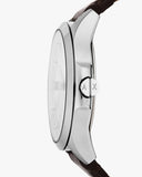 Armani Exchange Whitman Silver Dial Brown Leather Strap Watch For Men - AX2100