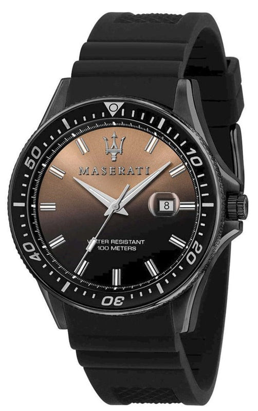 Maserati SFIDA Quartz Black Dial Black Rubber Strap Watch For Men - R8851140001