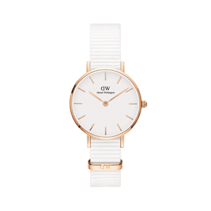 Daniel Wellington Classic Petite Dover White Dial White Nylon Strap Watch For Women - DW00100313