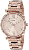 Fossil Carlie Rose Gold Dial Rose Gold Steel Strap Watch for Women - ES4301