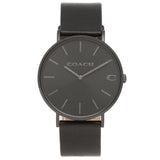 Coach Charles Black Dial Black Leather Strap Watch for Men - 14602434