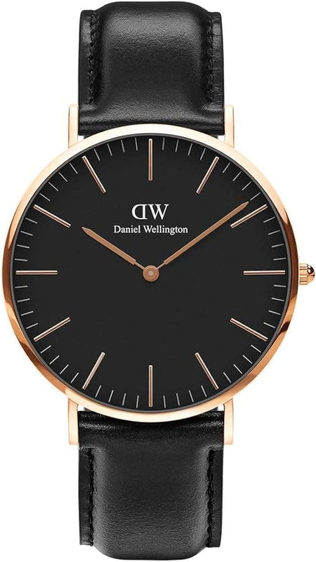 Daniel Wellington Classic Sheffield Black Dial Black Leather Strap Watch For Men - DW00100127