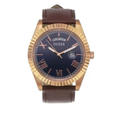Guess Connoisseur Blue Dial Brown Leather Strap Watch For Men - GW0353G2