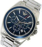 Emporio Armani Sportivo Chronograph Blue Dial Silver Steel Strap Watch For Men - AR6091