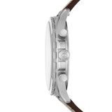 Fossil Forrester Chronograph White Dial Brown Leather Strap Watch for Men - FS5696