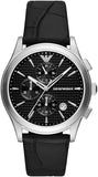 Emporio Armani Paolo Chronograph Black Dial Black Leather Strap Watch For Men - AR11530