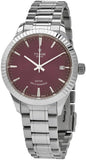 Tudor Style Automatic Burgundy Red Dial Silver Steel Strap Watch for Men - M12710-0015