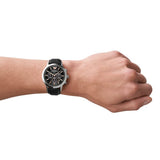 Emporio Armani Giovanni Chronograph Black Dial Black Leather Strap Watch For Men - AR11431