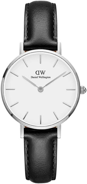 Daniel Wellington Classic Petite Sheffield White Dial Black Leather Strap Watch For Women - DW00100186