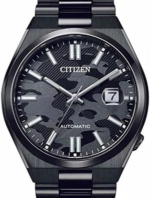Citizen Tsuyosa Automatic Camouflage Black Dial Black Steel Strap Watch For Men - NJ0155-87E