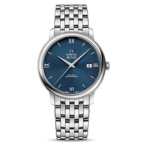 Omega De Ville Prestige Co-Axial Orbis Blue Dial Silver Steel Strap Watch for Men - 424.10.40.20.03.001