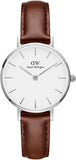 Daniel Wellington Petite White Dial Brown Leather Strap Watch For Women - DW00100243