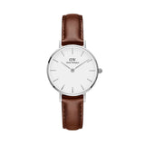 Daniel Wellington Petite White Dial Brown Leather Strap Watch For Women - DW00100243