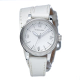 Burberry Utilitarian White Dial White Leather Strap Watch for Women - BU7846