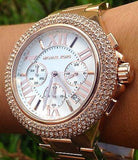 Michael Kors Camille Chronograph White Dial Rose Gold Steel Strap Watch for Women - MK5636